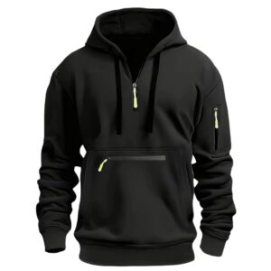 Quarter Zip Pullover Men Long Sleeve Workout Hoodie Vintage Tactical Jacket Winter Camo Sweater Coats