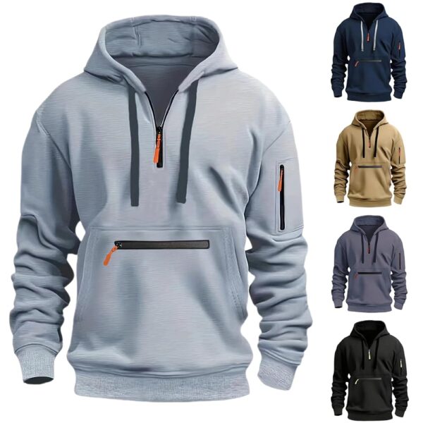 Quarter Zip Pullover Men Long Sleeve Workout Hoodie Vintage Tactical Jacket Winter Camo Sweater Coats