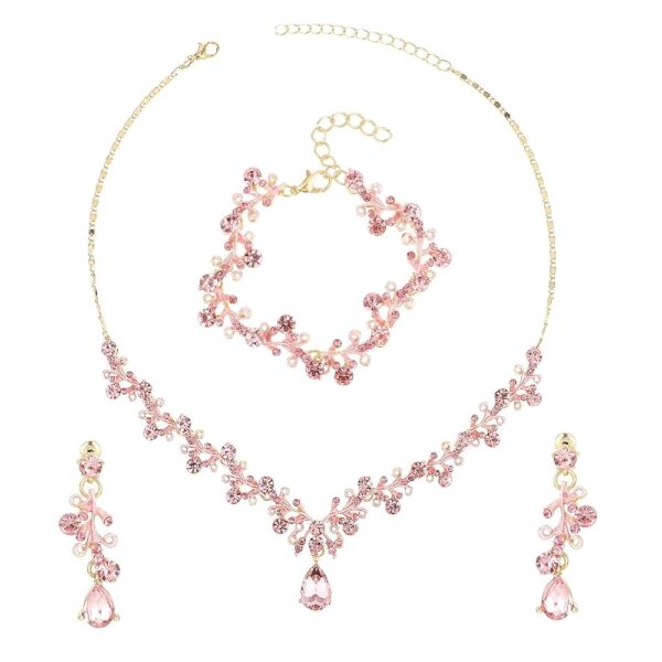 Rhinestone Wedding Jewelry Sets for Bridal Women Crystal Necklace Bracelet Earrings Set Prom Jewelry Set for Brides