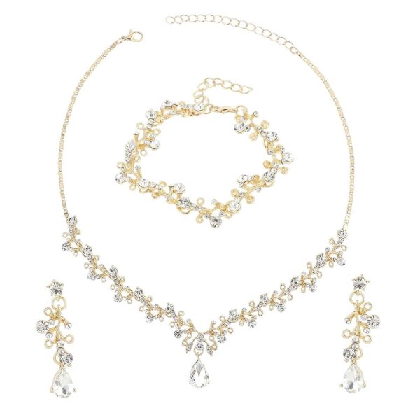 Rhinestone Wedding Jewelry Sets for Bridal Women Crystal Necklace Bracelet Earrings Set Prom Jewelry Set for Brides