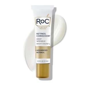 RoC Retinol Correxion Deep Wrinkle Anti-Aging Night Cream, Daily Face Moisturizer with Shea Butter, Glycolic Acid and Squalane, Skin Care Treatment, Mini 0.5 Ounces (Packaging...