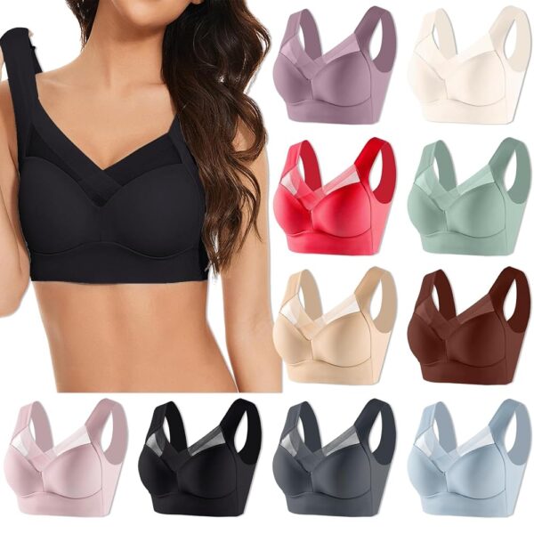 Seamless Sexy Push Up Wireless Bra Plus Size Posture Correcting Bra for Seniors Ice Silk Gathering Bra