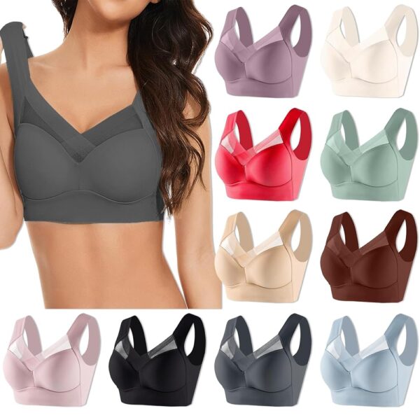 Seamless Sexy Push Up Wireless Bra Plus Size Posture Correcting Bra for Seniors Ice Silk Gathering Bra