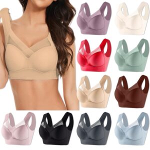 Seamless Sexy Push Up Wireless Bra Plus Size Posture Correcting Bra for Seniors Ice Silk Gathering Bra