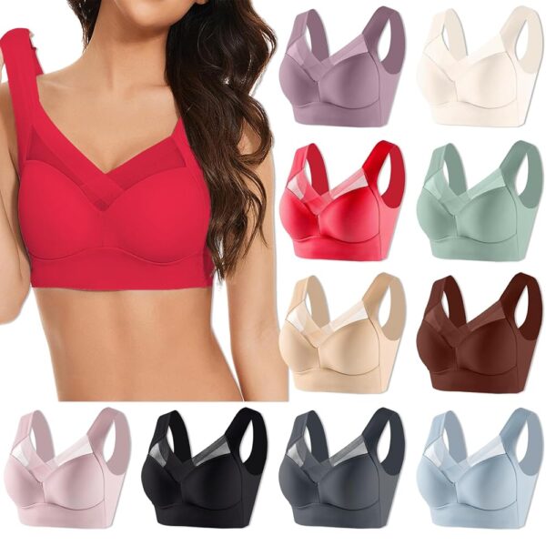 Seamless Sexy Push Up Wireless Bra Plus Size Posture Correcting Bra for Seniors Ice Silk Gathering Bra