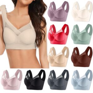 Seamless Sexy Push Up Wireless Bra Plus Size Posture Correcting Bra for Seniors Ice Silk Gathering Bra