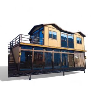 S.E.Q Double Story, Fully Equipped Bathroom, and Kitchen Tiny prefab Container House. Home with Glass sunroom and Stairs Free Water Heater (30 ft by 20ft)