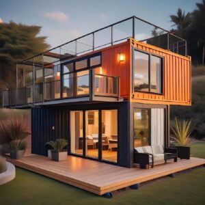 SEQ Fully Equipped Double Story 2 bedrooms prefab Expandable Container House Luxury Home Stairs Included with Terrace 40ft by 20ft