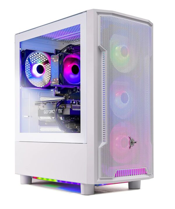 Skytech Gaming Archangel Gaming PC Desktop – AMD Ryzen 5 7600X 4.7 GHz, NVIDIA RTX 4060 Ti, 1TB NVME SSD, 32GB DDR5 RAM RGB, 600W Gold PSU, 11AC Wi-Fi, Windows 11 Home 64-bit,White