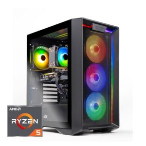 Skytech Nebula Gaming PC Desktop, Ryzen 5 5500 3.6 GHz (4.2GHz Turbo Boost), AMD RX 6400 4GB GDDR6, 500GB SSD, 16GB DDR4 RAM 3200, 650W Gold PSU, Wi-Fi, Win 11 Home