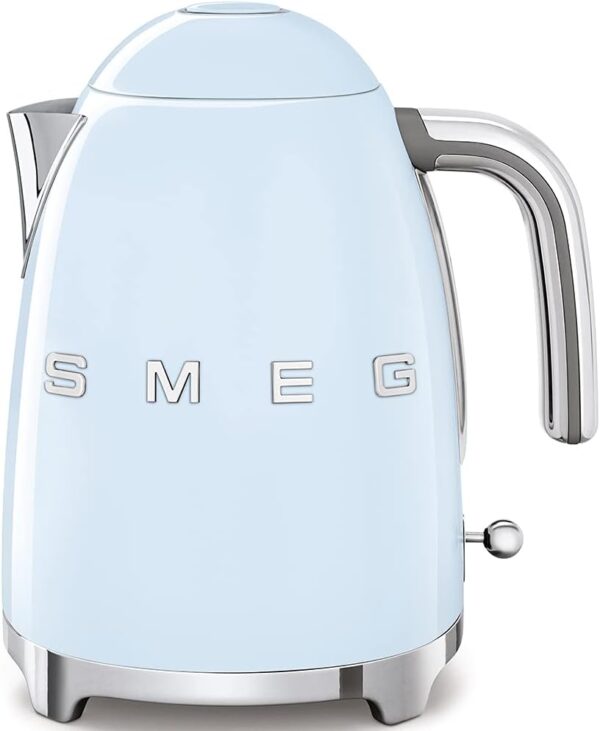 SMEG 50's Retro Style Electric Water Kettle with Automatic Shutoff, Removable Base, and Water Indicator, KLF03PBUS, Pastel Blue