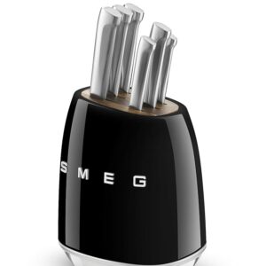 Smeg Black Stainless Steel Knife Block Set