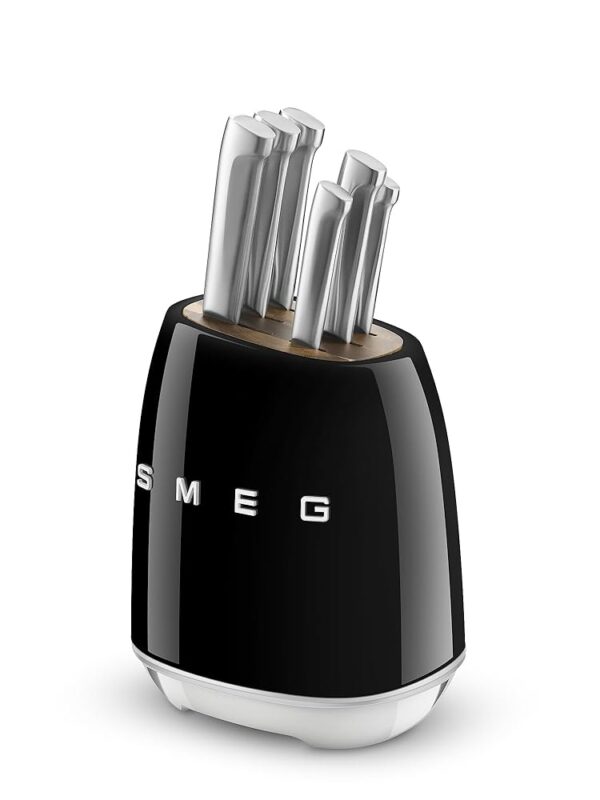 Smeg Black Stainless Steel Knife Block Set