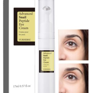 Snail Peptide Under Eye Cream with 73% Snail Mucin & 2% Nicotinamide for Dark Circles, Puffiness & Wrinkles, with 360° Massaging Roller Ball, 0.57 fl oz