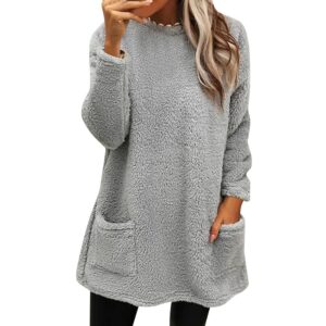 Sweatshirts for Women comfort hoodie for anxiety Long Sleeve Winter Shirts Round Neck Casual Warm Cute Long Tops