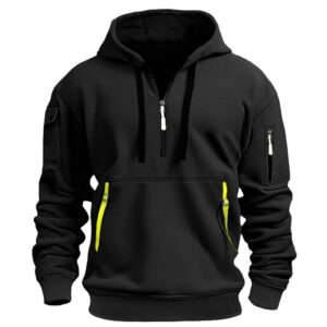 Tactical Hoodies For Men Quarter Zip Pullover Vintage Workout Active Hoodie With Pockets Military Tactical Sweatshirt