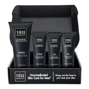 Tiege Hanley Mens Skin Care Set, Essential Skin Care Routine for Men (System Level 1) - Face Wash Kit for Fines Lines & Wrinkles - Men's Skincare Set Includes Face Wash, Facial...