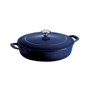 Tramontina Enameled Cast Iron Braiser Pan with Lid, 4-quart, Blue