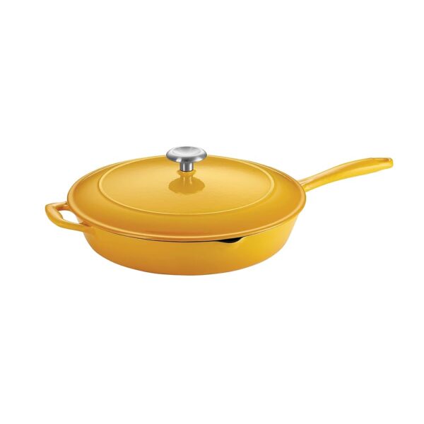 Tramontina Enameled Cast Iron Skillet with Lid, 12-inch Frying Pan, Sunrise