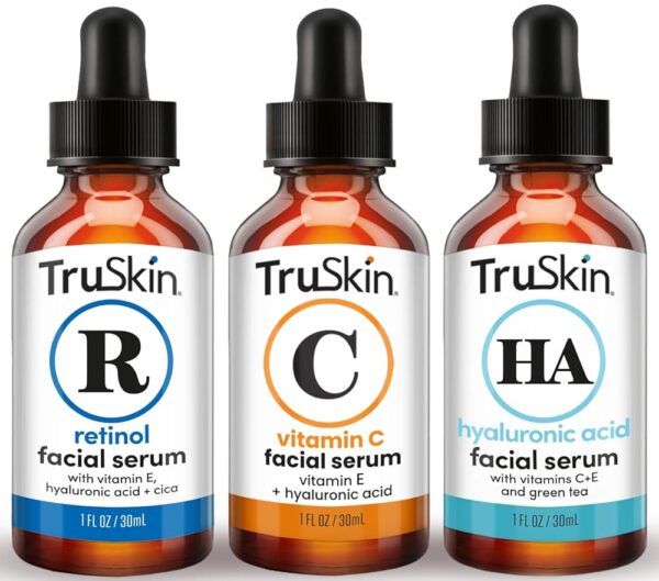 TruSkin Face Serum Trio – Hyaluronic Acid, Vitamin C & Retinol Serum for Face – Anti Aging Skin Care Set for Women – Skincare for Bright, Smooth, Firm & Hydrated Skin, 1 fl oz,...