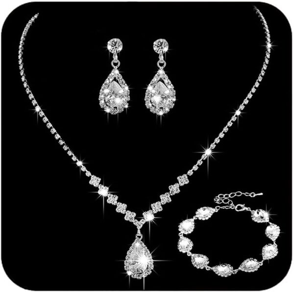 Unicra Bride Crystal Necklace Earrings Set Bridal Wedding Jewelry Sets Rhinestone Choker Necklace Prom Costume Jewelry Set for Women and Brides