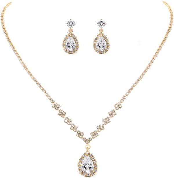 Unicra Bride Crystal Necklace Earrings Set Bridal Wedding Jewelry Sets Rhinestone Choker Necklace Prom Costume Jewelry Set for Women and Brides