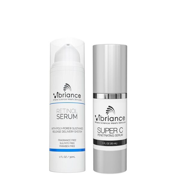 Vibriance Dynamic Duo Skincare Bundle | Super C Vitamin Serum, Retinol Skin Care Set - Age-Defying Day and Night Routine