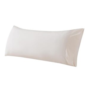 WhatsBedding Body Pillow Cover Cotton Fabric, Long Pillowcase Breathable & Skin-Friendly, Envelope Closure - Beige (21x54 inch)