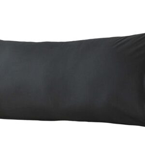 WhatsBedding Body Pillow Cover Cotton Fabric, Long Pillowcase Breathable & Skin-Friendly, Envelope Closure - Black (21x54 inch)