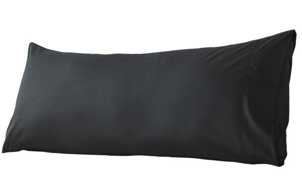 WhatsBedding Body Pillow Cover Cotton Fabric, Long Pillowcase Breathable & Skin-Friendly, Envelope Closure - Black (21x54 inch)