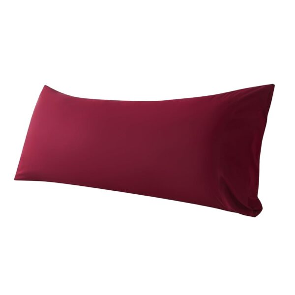 WhatsBedding Body Pillow Cover Cotton Fabric, Long Pillowcase Breathable & Skin-Friendly, Envelope Closure - Burgundy Red (21x54 inch)