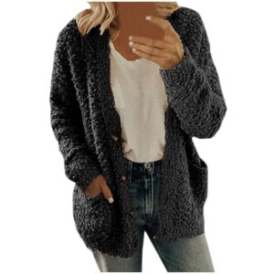 Winter Coat for Women 2024 Soft Fleece Jacket Fuzzy Sherpa Cardigan Open Front Fleece Jacket Warm Casual