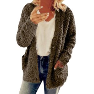 Winter Coat for Women 2024 Soft Fleece Jacket Fuzzy Sherpa Cardigan Open Front Fleece Jacket Warm Casual