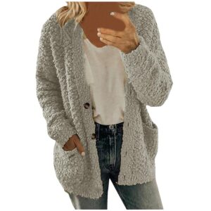 Winter Coat for Women 2024 Soft Fleece Jacket Fuzzy Sherpa Cardigan Open Front Fleece Jacket Warm Casual