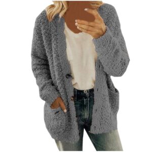 Winter Coat for Women 2024 Soft Fleece Jacket Fuzzy Sherpa Cardigan Open Front Fleece Jacket Warm Casual