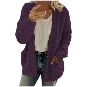 Winter Coat for Women 2024 Soft Fleece Jacket Fuzzy Sherpa Cardigan Open Front Fleece Jacket Warm Casual