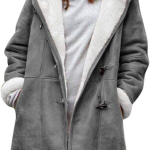 Winter Coats for Women 2024 Warm Plus Size Fleece Lined Jackets Button Down Sherpa Fur Hooded Parka Peacoat Outerwear