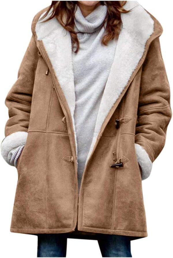 Winter Coats for Women 2024 Warm Plus Size Fleece Lined Jackets Button Down Sherpa Fur Hooded Parka Peacoat Outerwear