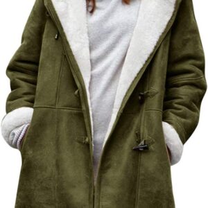 Winter Coats for Women 2024 Warm Plus Size Fleece Lined Jackets Button Down Sherpa Fur Hooded Parka Peacoat Outerwear