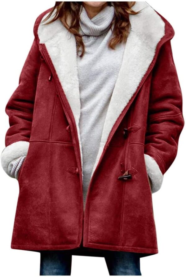 Winter Coats for Women 2024 Warm Plus Size Fleece Lined Jackets Button Down Sherpa Fur Hooded Parka Peacoat Outerwear