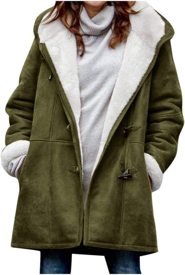 Winter Coats for Women 2024 Warm Plus Size Fleece Lined Jackets Button Down Sherpa Fur Hooded Parka Peacoat Outerwear