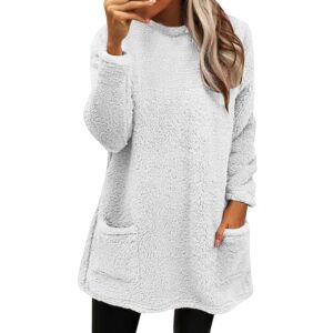 Winter Sweatshirts for Women Comfort Hoodie for Anxiety Long Sleeve Fall Sweaters Round Neck Casual Warm Cute Tops