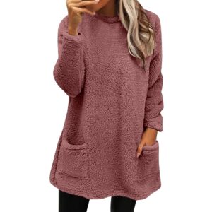 Winter Sweatshirts for Women Comfort Hoodie for Anxiety Long Sleeve Fall Sweaters Round Neck Casual Warm Cute Tops