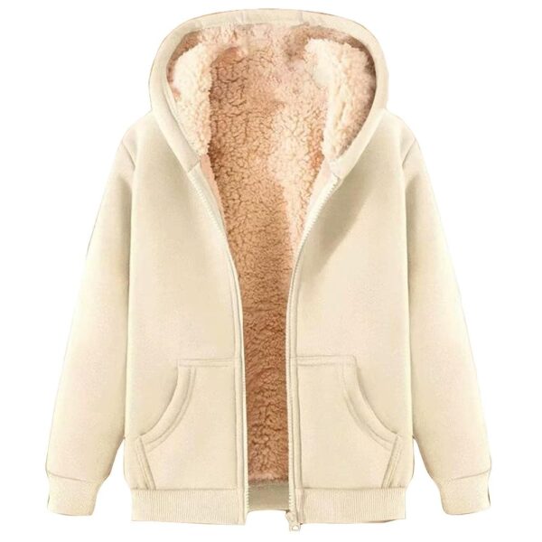 Women's Fleece Hoodie Jacket Cozy Sherpa Lined Zip Up Warm Hoodie Sweatshirt Winter Fluffy Sweater Hooded Coat