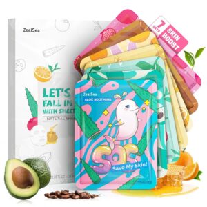 ZealSea Face Masks Skincare, Facial Masks for Women Skin Care, Sheet Masks Beauty with Natural Ingredients, Birthday Party Spa Gift for Kids Teens Girls, Hydrate and Soothe for...