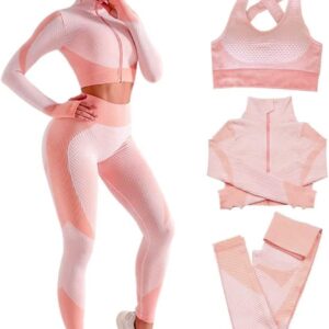 3pcs Seamless Outfit Workout Sets Gym for Women, Fitness Sports School Running Clothes Yoga Sportswear