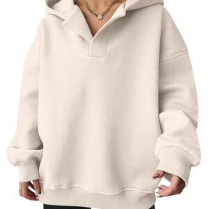 ANRABESS Womens Oversized Hoodies V Neck Sweatshirts Long Sleeve Pullover Casual Fall Teen Girls Preppy Clothes 2025 Trendy