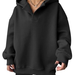 ANRABESS Womens Oversized Hoodies V Neck Sweatshirts Long Sleeve Pullover Casual Fall Teen Girls Preppy Clothes 2025 Trendy