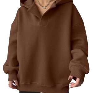 ANRABESS Womens Oversized Hoodies V Neck Sweatshirts Long Sleeve Pullover Casual Fall Teen Girls Preppy Clothes 2025 Trendy