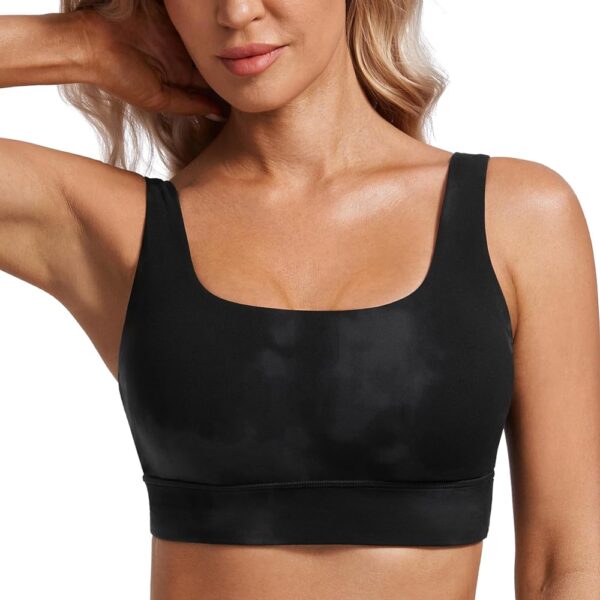 CRZ YOGA Butterluxe Womens U Back Sports Bra - Scoop Neck Padded Low Impact Yoga Clothes Workout Crop Top with Built in Pads